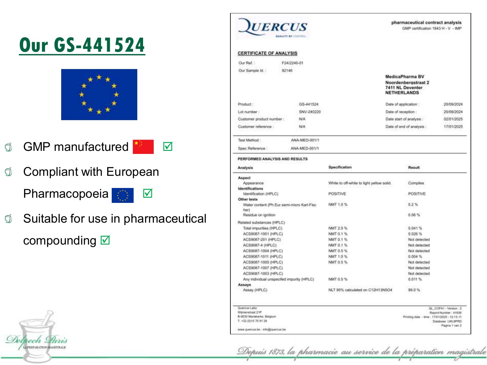 GS-441524 Compounding Forms by Delpech, Paris – slide 6 din 12
